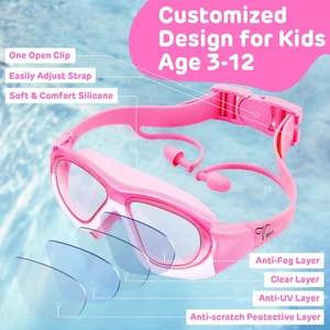 Kids Swim Goggles for Kids 3-12, 2024 Upgraded Design with Ear&Nose Plug, Wid... - Picture 1 of 7