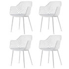 Modern Dining Chair Set Of 4 Plastic Shell Hollow W/metal Legs  For Living Room