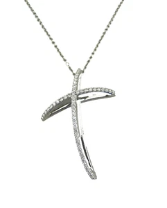 ALFIERI & ST. JOHN Kette Kreuzanhänger 50 Brillanten 18k Weißgold Kreuz Anhänger - Picture 1 of 9
