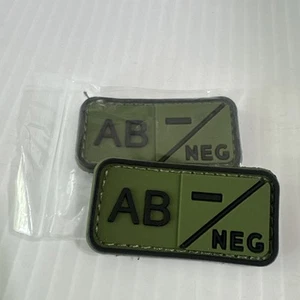 Olive Green Black Blood Type AB- Negative Patch Military Tactical Blood Type X 2 - Picture 1 of 3