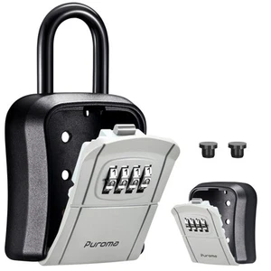 Puroma Key Lock Box Portable Combination Lockbox Wall-Mounted Key Storage Box... - Picture 1 of 7