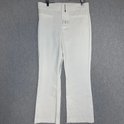 Pantalón Zara Mujer Pantalón Blanco Talla Grande Pierna Ancha Recto Nuevo Con Etiquetas Foto 1 de 4