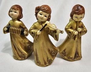 Set of 3 Vintage Ardco Gold Angels Violin Accordion Clarinet MCM Christmas  - Picture 1 of 18