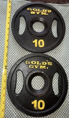 2 placas de peso GOLD’S GYM 10 lb fácil agarre olímpico 2” pesas 20 libras Golds Gym Foto 1 de 4