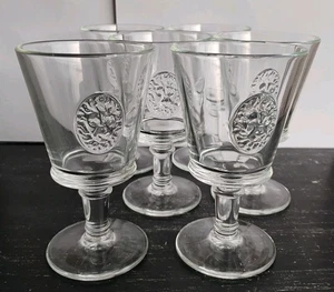 Set of 6 La Rochere Embossed Lion Clear Stemmed Wine Glass Made in France, 8 oz - Picture 1 of 10