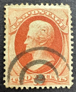 Estampilla usada Scott #183 de Estados Unidos de 1878 con cancelación de objetivo Andrew Jackson 2c - Imagen 1 de 2