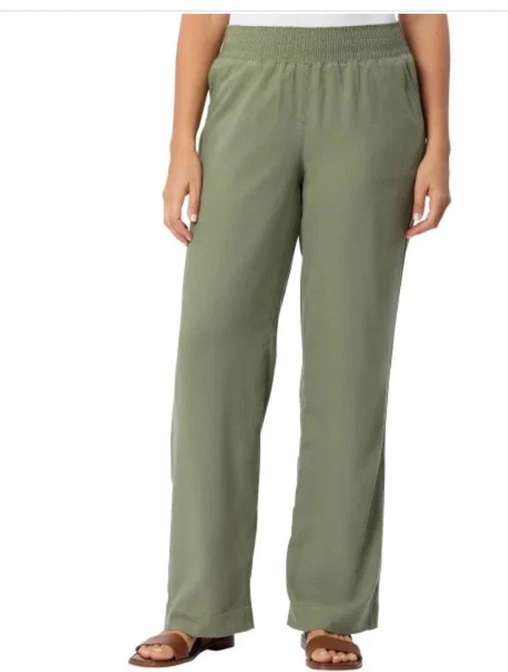 Briggs Women's Linen Blend Pants Green Large