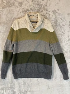 Tricots St Raphael Sweater Mens Large Shawl Collar Striped Pullover Knit - Picture 1 of 11