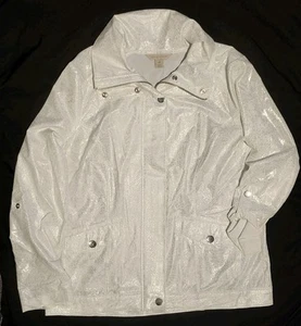 Womens Laura Ashley Silver Snake Animal Print Light White Weight Medium Jacket - Picture 1 of 6