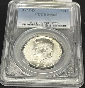 11968-D 40% SILVER KENNEDY HALF DOLLAR PCGS MS65 ACTUAL COIN #H52 - Picture 1 of 2