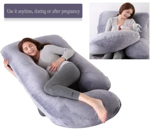 Pregnancy Maternity Pillow With Jersey Cover,U Shaped Full Body Pillow Back Neck - Picture 1 of 12