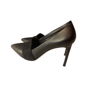Vince Paulette Black Leather w/Suede d'Orsay Pumps Shoes Heels Pointed Toe 10 - Picture 1 of 11