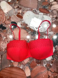 La Perla Greta Red Bandeau Balconette UW Bra 34C Women's NWT Christmas - Picture 1 of 8