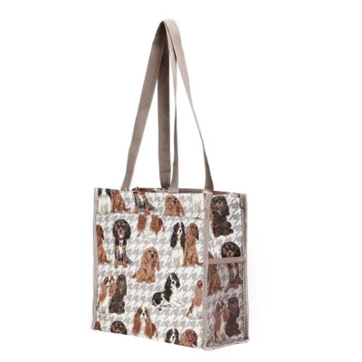 Signare Tapestry Shopping Bag For Woman in Cavalier Dog Design - Image 1 of 4