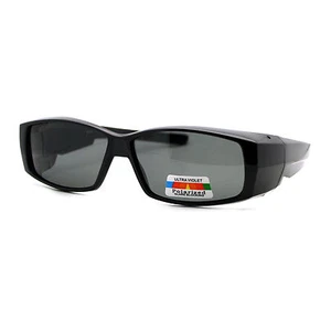 Polarized Lens Fit Over Glasses Sunglasses Light Plastic Rectangle Frame - Picture 1 of 15