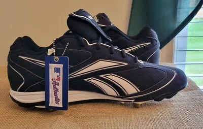 Новые без коробки мужские бейсбольные металлические бутсы Reebok 12,5 (18-J00769 черные/белые) MLB подлинные - Изображение 1 из 4