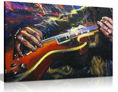 Painting of Guitarists Hands Music Multicoloured Canvas Wall Art Picture Print
