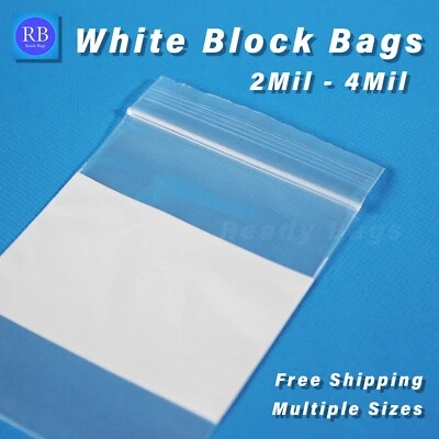 2Mil 或 4Mil 白色块顶锁密封袋可写可重复使用拉链零件袋 — 第 1/3 张图片