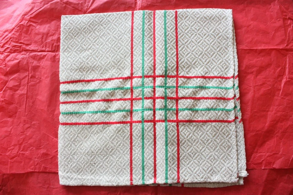 1 ANCIEN TORCHON BASQUE ANCIEN TISSUS TRESSÉ COTON MÉTIS - Photo 1/1