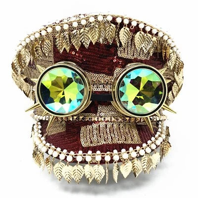 蒸汽朋克 RAVE Captain Style 豪华女式女孩水钻亮片帽子 — 第 1/4 张图片