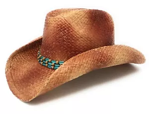 Summit Hats Burnt Orange Cattleman Cowboy Raffia Straw Hat in Sz: S/M  - Picture 1 of 4