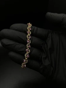 Gold And Pink Diamond Bracelet 15k Gold - Picture 1 of 4