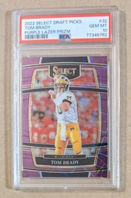 2022 SELECT DRAFT PICKS PURPLE LAZER PRIZM #32 TOM BRADY PSA 10 GEM 💎 MINT - Image 1 of 2