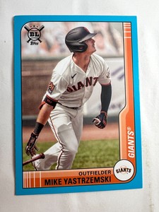2021 Topps Big League Electric Blue Mike Yastrzemski #242 San Francisco Giants