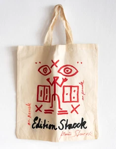 A.R.Penck, Siebdruck Stofftasche, ABSOLUTE RARITÄT, v. beiden Künstlern signiert - Bild 1 von 5