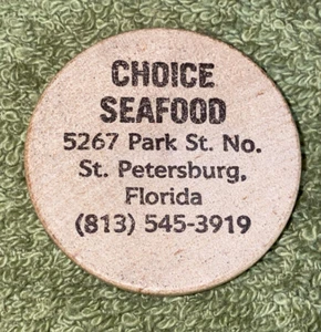 Moneda de madera de mariscos Choice - restaurante coleccionable - Imagen 1 de 3