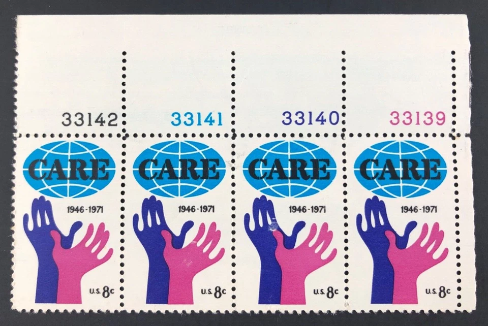 1971 Care 25th Anniversary 8 Cent 8c Stamp Block of 4 Scott #1439 - Image 1 of 4