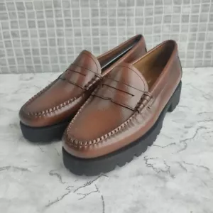 G.H. BASS Weejuns 90s Penny Loafers. Brown Grained Leather. UK Size 4 - Picture 1 of 14
