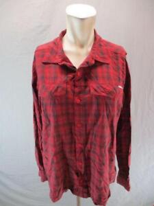 Columbia Size M Men Red Plaid Nylon Long Sleeve Omni-Shade Button-Up Shirt 2G562