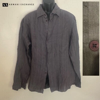 Armani Exchange Pure Linen Long Sleeve Shirt XL 23" armpit to armpit seams - Image 1 of 4