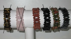 Elastische Edelsteine Armband Goldfluss / Hämatit / Rosenquarz 20 cm - Bild 1 von 6