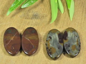 61Cts. Natural Bloodstone Jasper Matched Pair Oval Gemstone 2Pair Lot - Picture 1 of 9