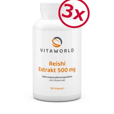 3er Pack Vita World Reishi Extrakt 500mg 300Kap Ling Zhi Vegan Ganoderma Lucidum - Bild 1 von 2