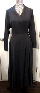 TOGETHER! Wrap Dress Charcoil Grey Midi Side Pockets Flare Skirt Womens Size S - Picture 1 of 7