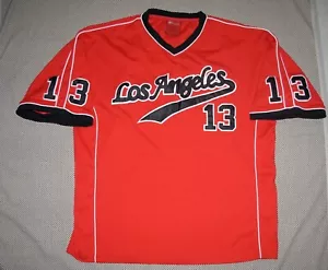 Los Angeles #13 Pullover Maglia Uomo Grande Scollo V Rosso Manica Corta - Foto 1 di 6