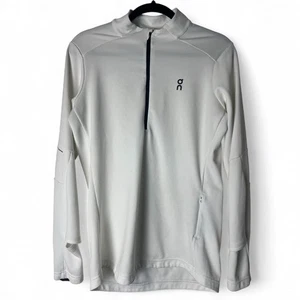 On Running Womens 1/4 Zip Climate Shirt Technical Thermal white Waffle Knit Sz L - Picture 1 of 7