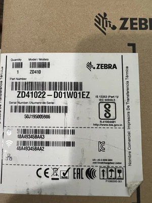 New Zebra ZD410 Direct Thermal Label Printer ZD41022-D01W01EZ WIFI bluetooth - Image 1 of 4