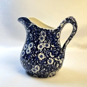 Blue Calico Vintage Staffordshire England Small Pitcher Crownford China Co 5" - Picture 1 of 12