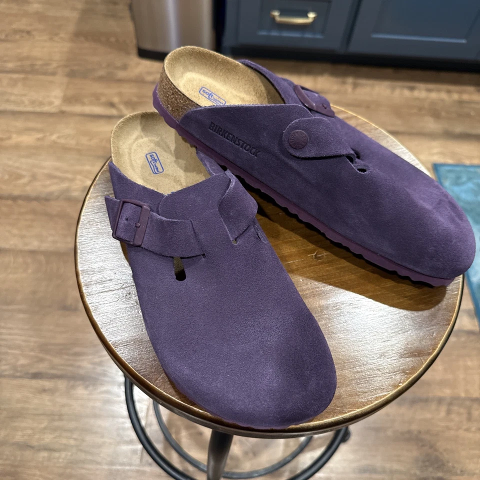 Birkenstock Nuevo con Caja Boston Vino Gamuza Cuero Plantilla Suave Estrecha Seleccionar Talla Foto 1 de 4