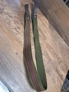 Vtg. Leather, Green Canvas European Style Rifle Sling - Picture 1 of 5