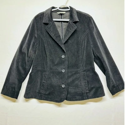 Blazer para mujer St. John's Bay negro de pana de un solo pecho con bolsillos XL Foto 1 de 4