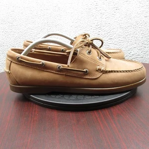 LL Bean Shoes Mens Size 11.5 D Brown Leather Boat Deck Moccasin Casual Slip On - Picture 1 of 10