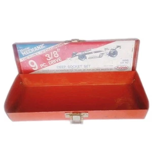 Vintage Master Mechanic Metal Box Red Rectangular Storage 8.5 x 3" Toolbox - Picture 1 of 5