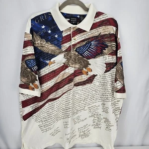 Cotton Traders Sport Polo Men's XL Declaration of Independence Flag Eagle - Picture 1 of 3