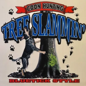 BLUETICK STYLE TREE SLAMIN' COON HUNTING HOUNDS HOODED SWEATSHIRT #500-E HOODIE - Picture 1 of 4