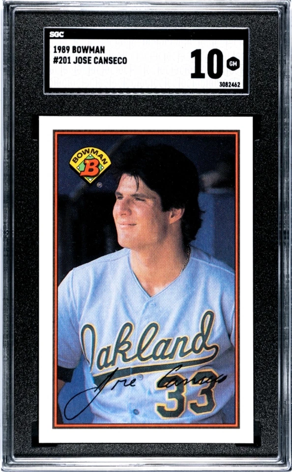 Bowman José Canseco 1989 #201, A's Legend SGC GEMA COMO NUEVA 10, ¡hermosa tarjeta pop 1! Foto 1 de 3
